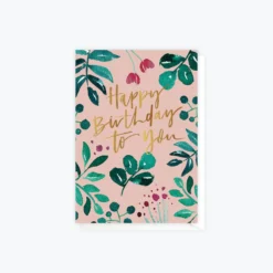ELM Paper - Card - Birthday - Greenery Birthday Peach