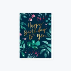 ELM Paper - Card - Birthday - Greenery Birthday Navy Cards