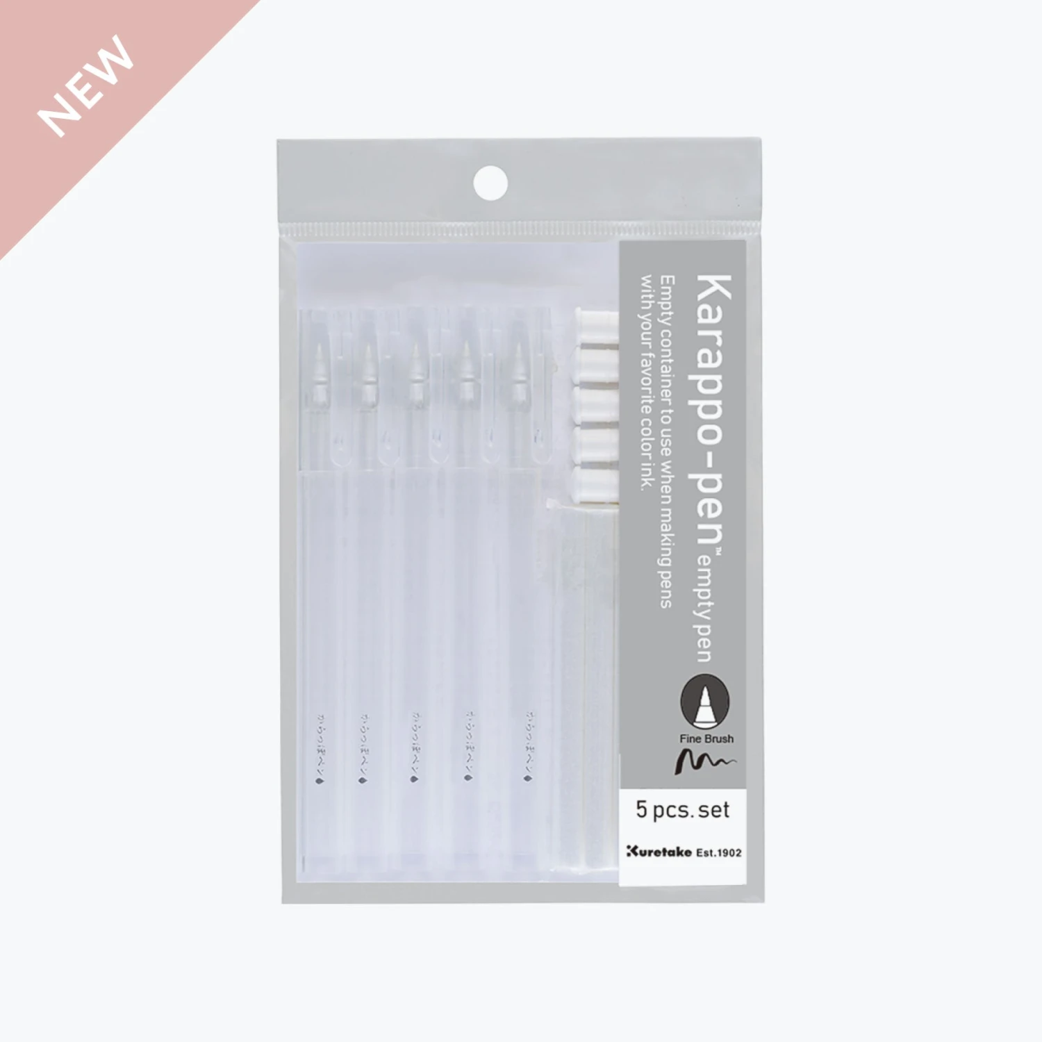 Kuretake - Karappo-Pen (Empty Pen) - Brush Fine - Pack Of 5 3 Kuretake - Karappo-Pen (Empty Pen) - Brush Fine - Pack Of 5