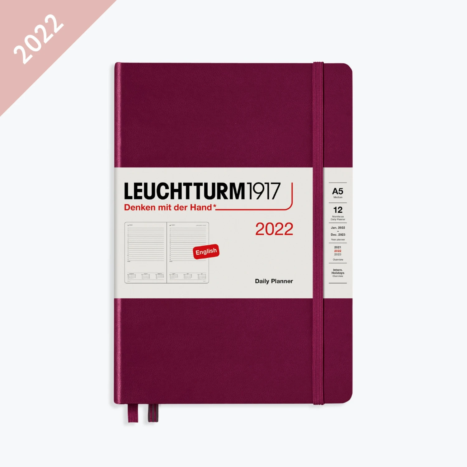 Leuchtturm 1917 Diaries Leuchtturm1917 - 2022 Diary - Daily Planner - A5 - Port Red 3 Leuchtturm 1917 Diaries Leuchtturm1917 - 2022 Diary - Daily Planner - A5 - Port Red