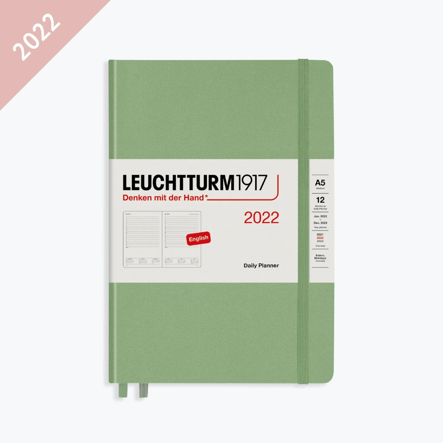 Leuchtturm 1917 Diaries Leuchtturm1917 - 2022 Diary - Daily Planner - A5 - Sage 3 Leuchtturm 1917 Diaries Leuchtturm1917 - 2022 Diary - Daily Planner - A5 - Sage