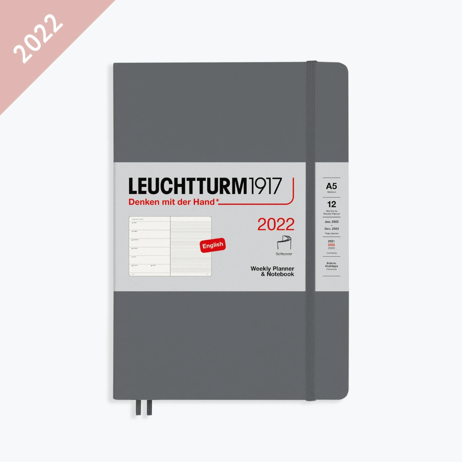 Leuchtturm 1917 Diaries Leuchtturm1917 - 2022 Diary - Weekly Notebook - A5 - Anthracite (Soft) 3 Leuchtturm 1917 Diaries Leuchtturm1917 - 2022 Diary - Weekly Notebook - A5 - Anthracite (Soft)