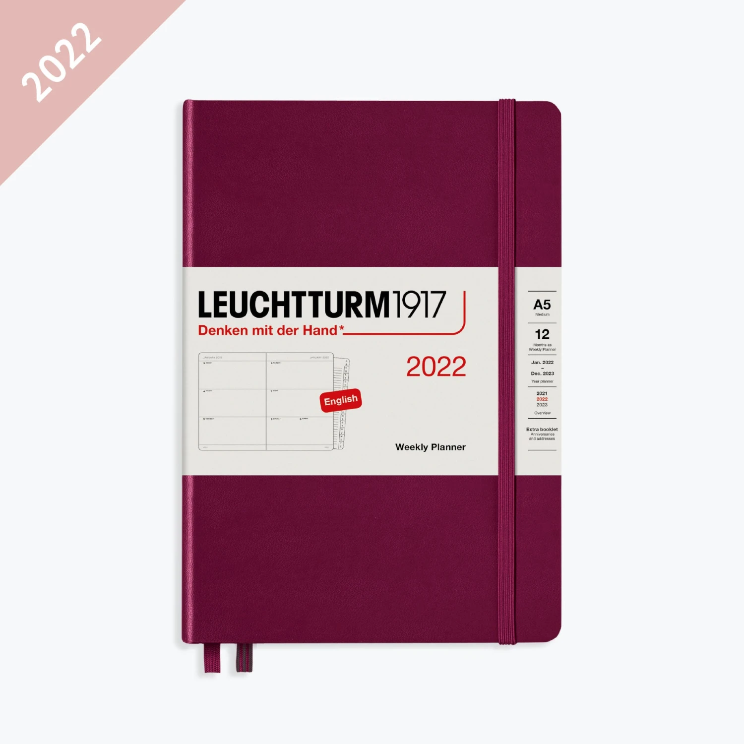 Leuchtturm 1917 Diaries Leuchtturm1917 - 2022 Diary - Weekly Planner - A5 - Port Red (Hard) 3 Leuchtturm 1917 Diaries Leuchtturm1917 - 2022 Diary - Weekly Planner - A5 - Port Red (Hard)
