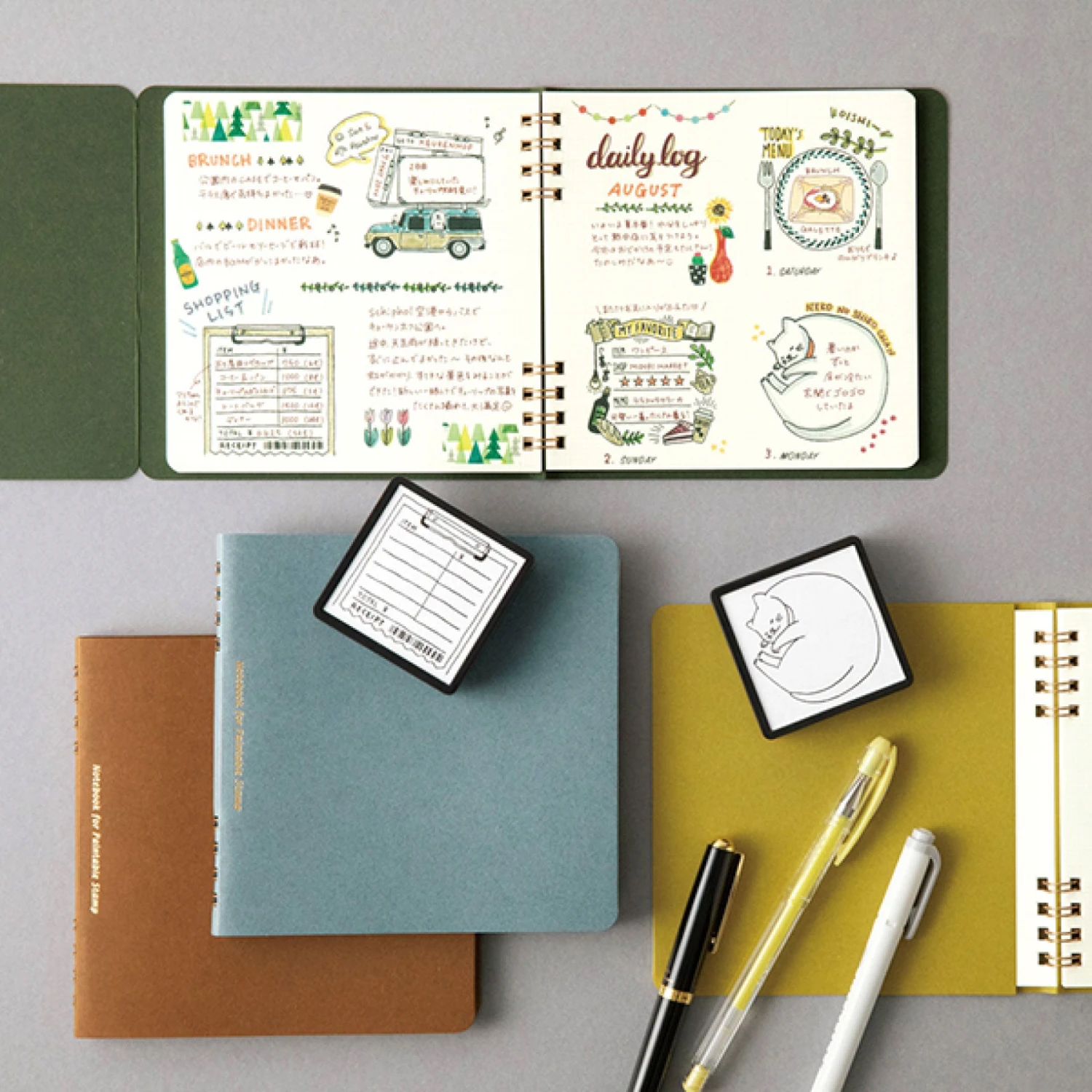 Midori - Notebook - Stamp Series - Green Notebooks 8 Midori - Notebook - Stamp Series - Green Notebooks