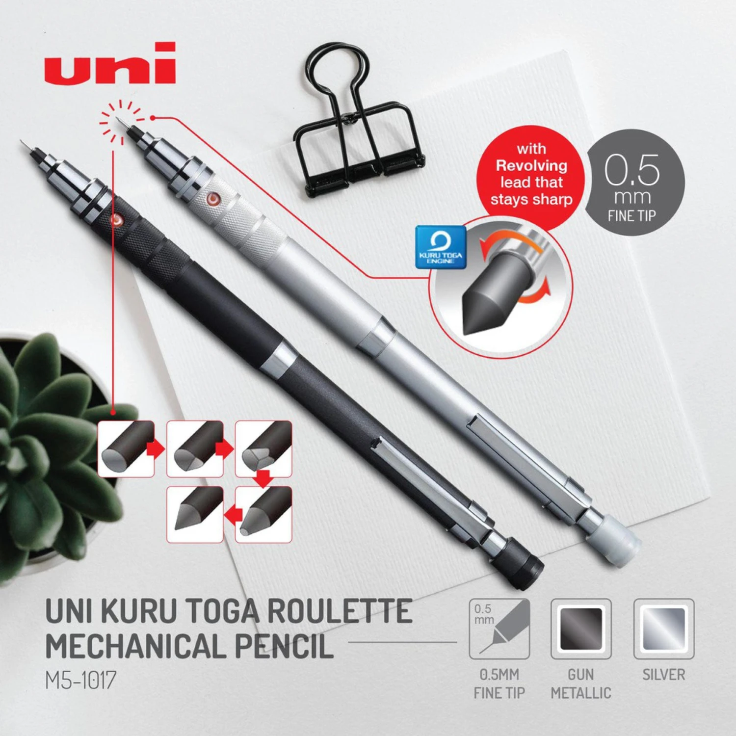 Mitsubishi - Mechanical Pencil - Kuru Toga - Silver 5 Mitsubishi - Mechanical Pencil - Kuru Toga - Silver