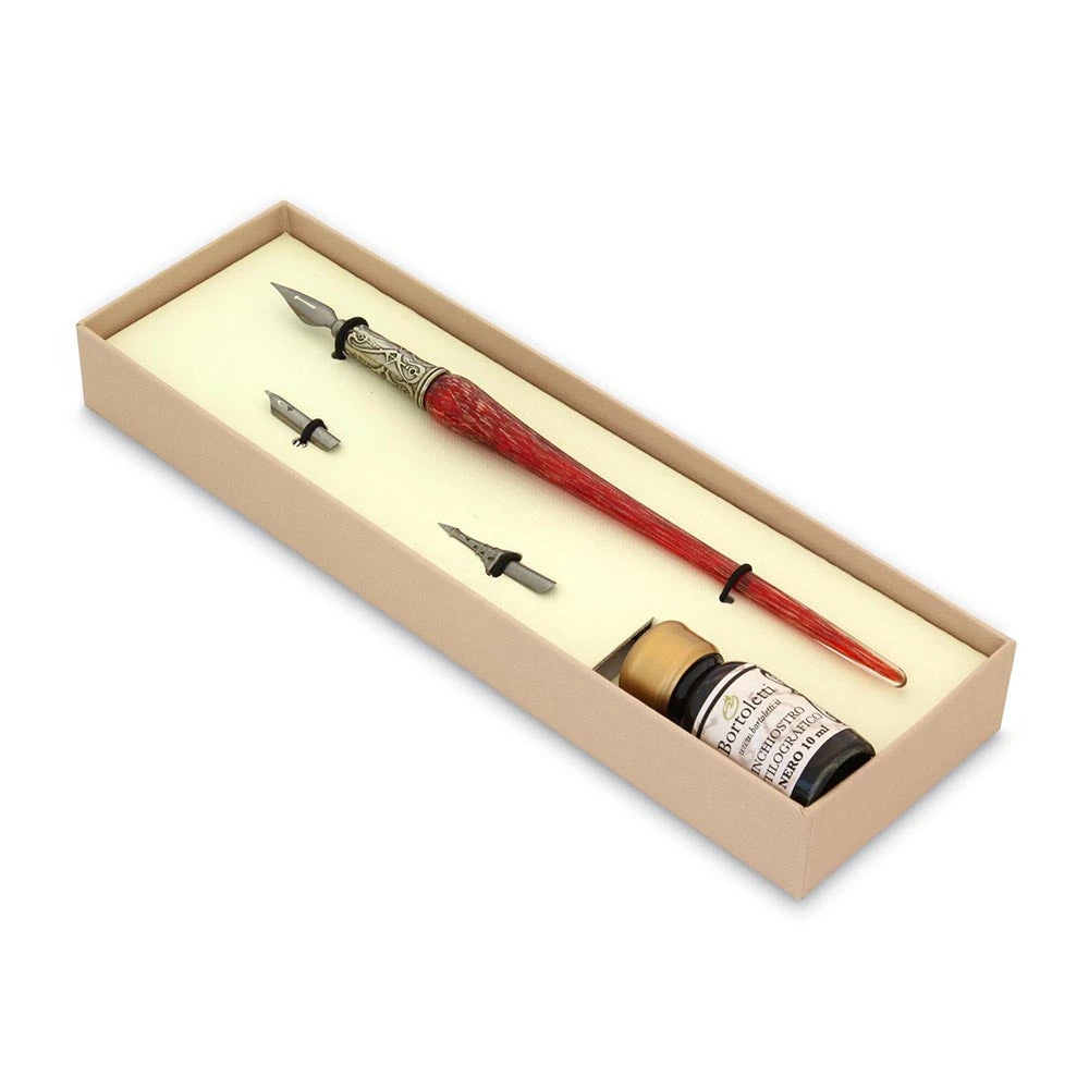 Calligraphy Pens Bortoletti - Writing Set Murano Glass Pen (SET 07) 3 Calligraphy Pens Bortoletti - Writing Set Murano Glass Pen (SET 07)