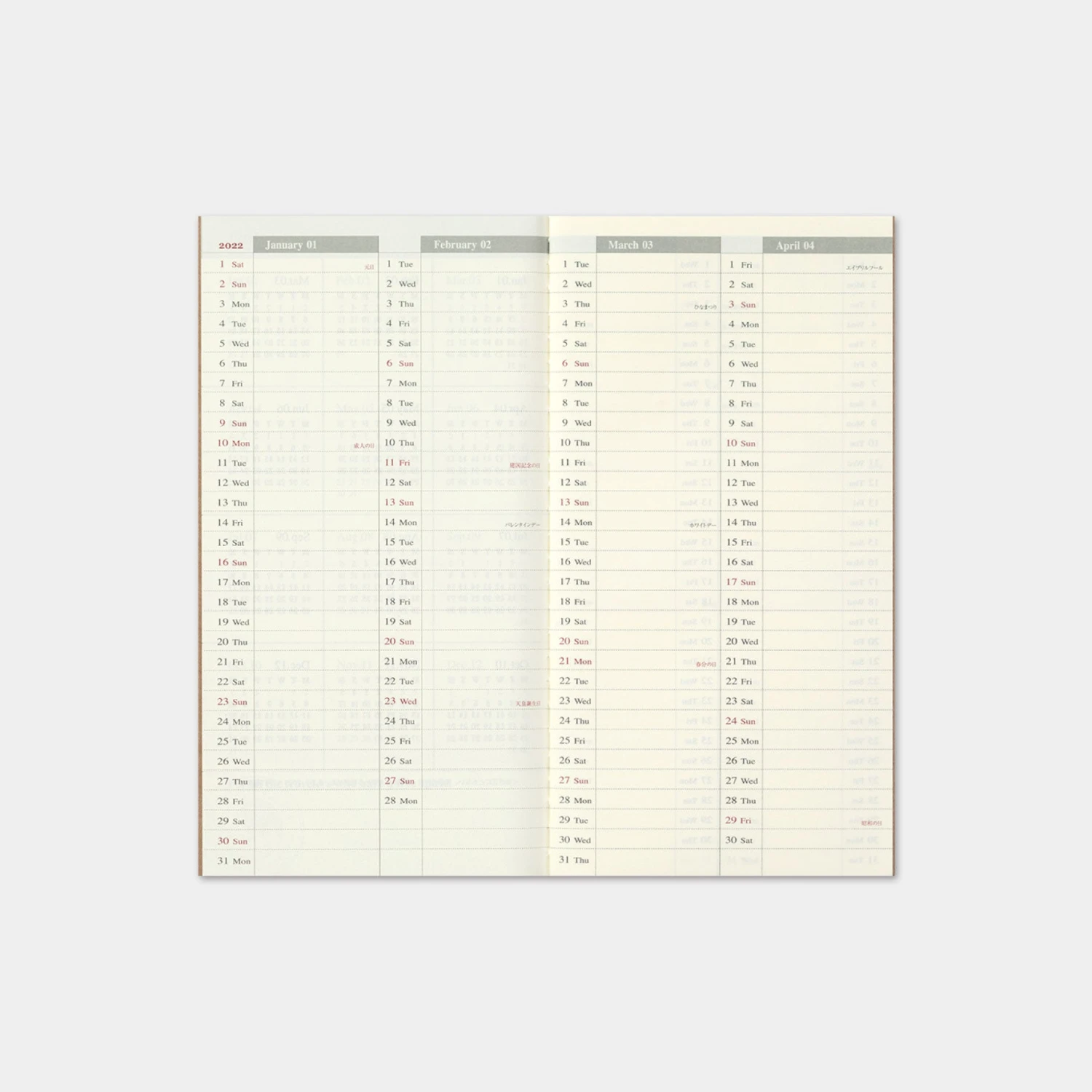 Traveler's Company - 2022 Diary - Insert - Regular - Weekly Vertical 7 Traveler's Company - 2022 Diary - Insert - Regular - Weekly Vertical